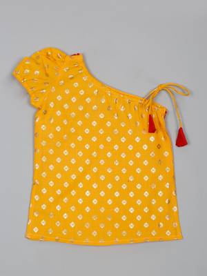 Saka design orange and red poly cotton sharara kurta for girls 3