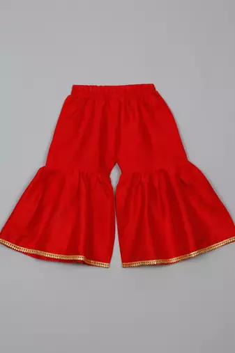 Saka design orange and red poly cotton sharara kurta for girls