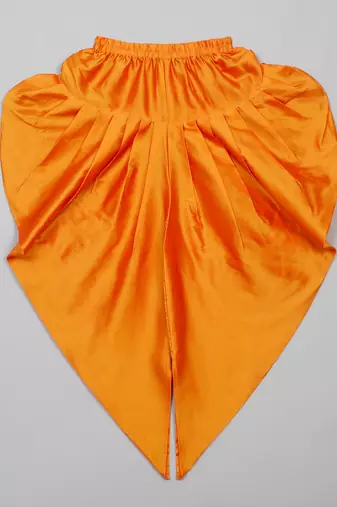 Saka designs magenta gold and orange halter neck dhoti jhabla