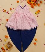 Saka designs pink and navy halter neck dhoti jhabla for girls