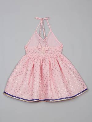Saka designs pink and navy halter neck dhoti jhabla for girls 3