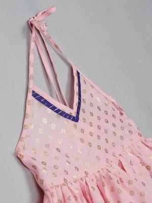 Saka designs pink and navy halter neck dhoti jhabla for girls 5