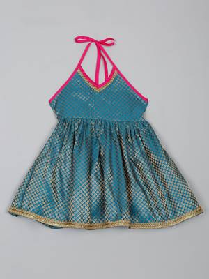 Saka designs teal greean and magenta halter neck dhoti jhabla 2