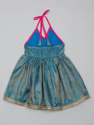 Saka designs teal greean and magenta halter neck dhoti jhabla 3