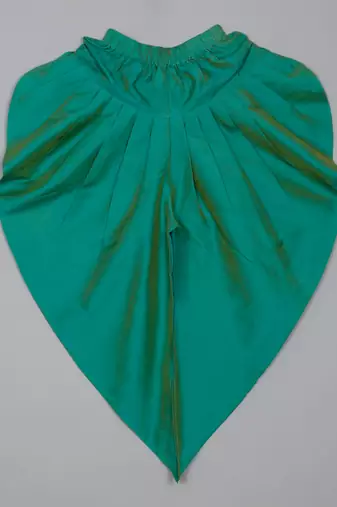 Saka designs orange and green halter neck dhoti jhabla for girls