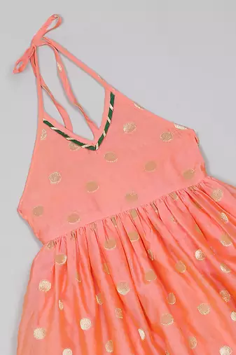 Saka designs orange and green halter neck dhoti jhabla for girls