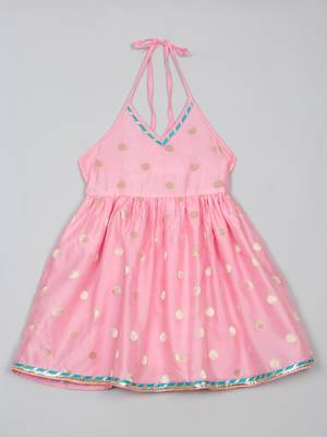 Saka designs pink and blue halter neck dhoti jhabla for girls 2