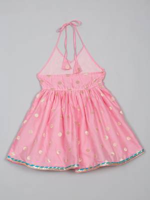 Saka designs pink and blue halter neck dhoti jhabla for girls 3