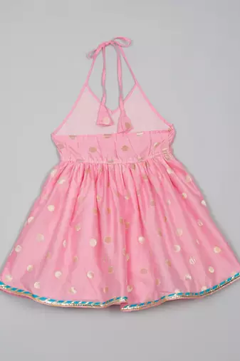 Saka designs pink and blue halter neck dhoti jhabla for girls