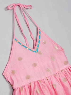 Saka designs pink and blue halter neck dhoti jhabla for girls 5
