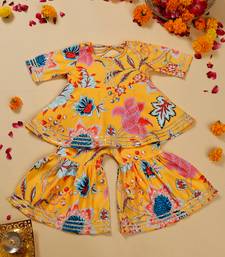 Saka designs floral yellow sharara kurta for girls