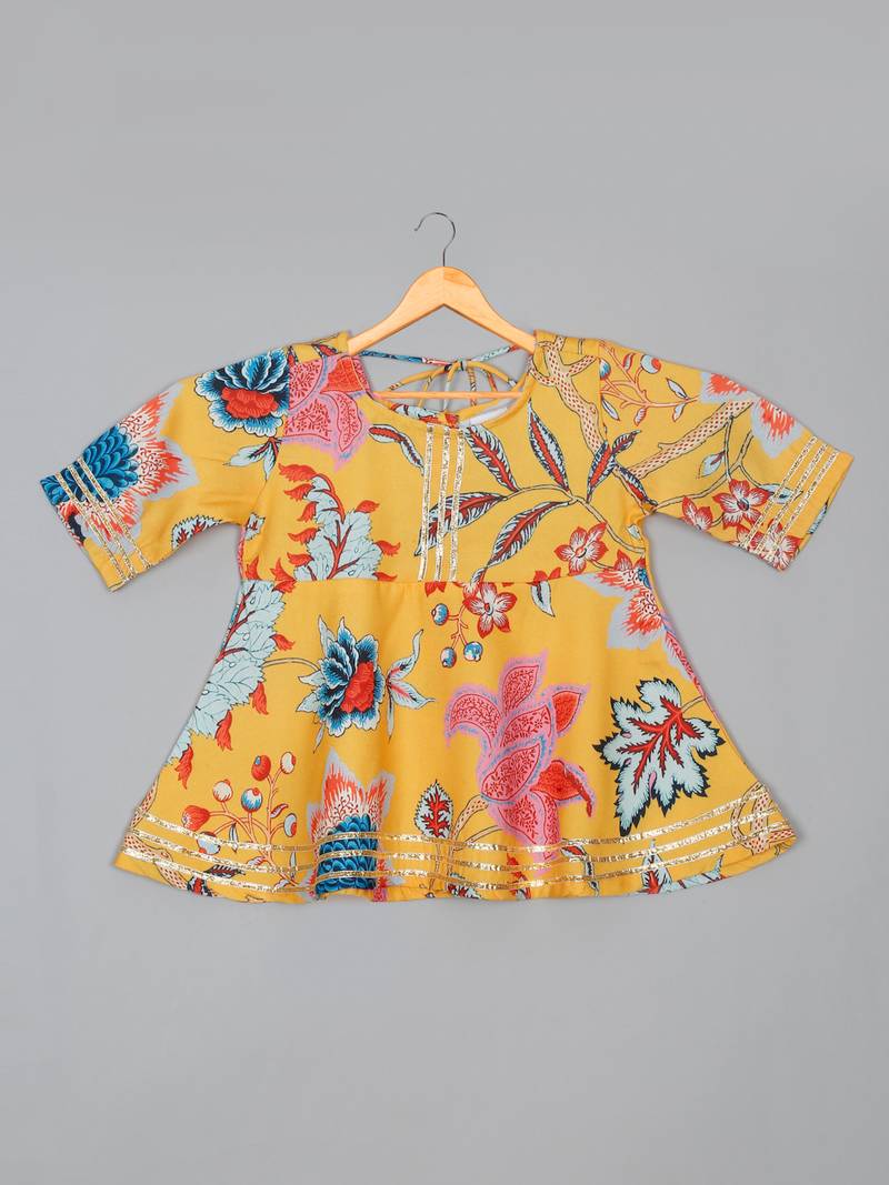 Saka designs floral yellow sharara kurta for girls
