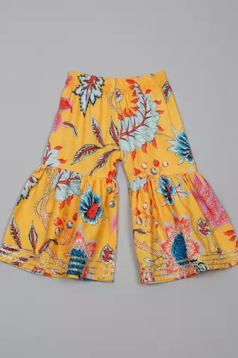 Saka designs floral yellow sharara kurta for girls