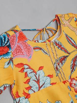 Saka designs floral yellow sharara kurta for girls 5