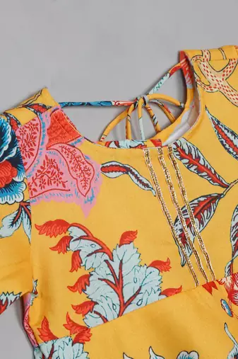 Saka designs floral yellow sharara kurta for girls