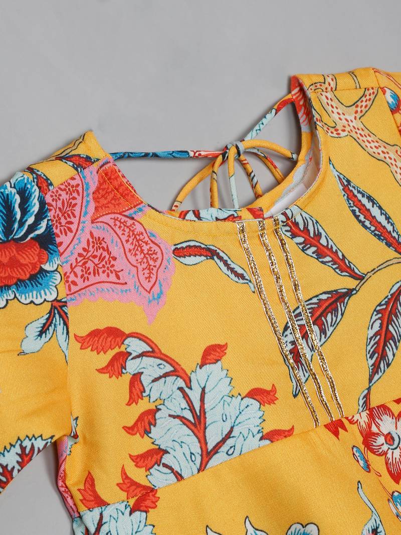 Saka designs floral yellow sharara kurta for girls