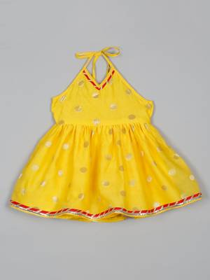Saka designs yellow and red halter neck dhoti jhabla 2