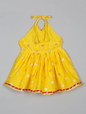 Saka designs yellow and red halter neck dhoti jhabla 3