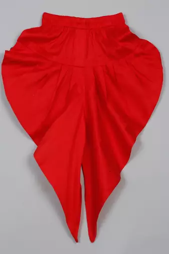 Saka designs yellow and red halter neck dhoti jhabla