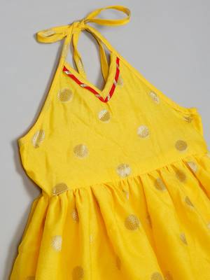 Saka designs yellow and red halter neck dhoti jhabla 5