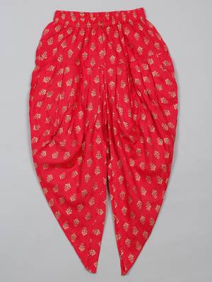 Saka designs girls foil printed yellow jhabla with magenta dhoti ensemble 4
