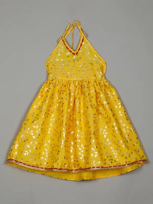 Saka designs yellow and red halter neck dhoti jhabla 2