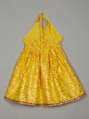 Saka designs yellow and red halter neck dhoti jhabla 3