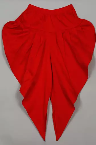 Saka designs yellow and red halter neck dhoti jhabla