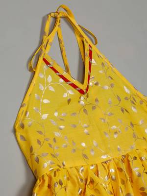 Saka designs yellow and red halter neck dhoti jhabla 5