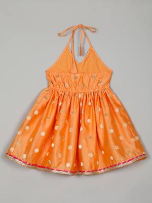 Saka designs peach & magenta halter neck dhoti jhabla for girls 2