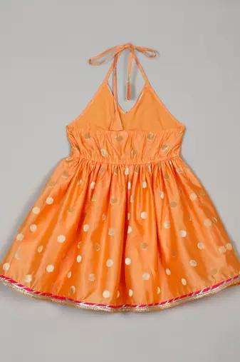 Saka designs peach & magenta halter neck dhoti jhabla for girls