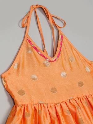 Saka designs peach & magenta halter neck dhoti jhabla for girls 4
