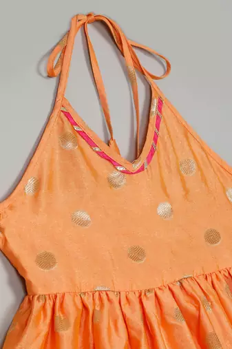 Saka designs peach & magenta halter neck dhoti jhabla for girls