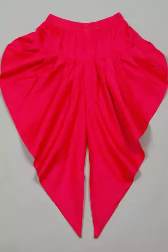 Saka designs peach & magenta halter neck dhoti jhabla for girls