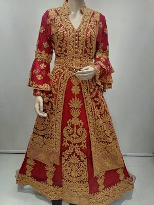 Navy-Blue Kaftan Handcrafted Georgette Elegant Embroidered Work Party Wear Fully Stitched Dresses Fatima 273 1