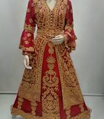 Navy-Blue Kaftan Handcrafted Georgette Elegant Embroidered Work Party Wear Fully Stitched Dresses Fatima 273