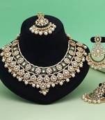 White color meena work kundan necklace set