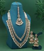 White color meena work kundan necklace set