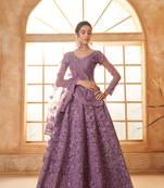 Sareez4u Light Purple Colour Cording And Thread Work Design, Net Fabric, Simi-Stitched Lehenga Choli Set 