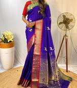 violet Soft Silk bland banarasi style border saree with Blouse