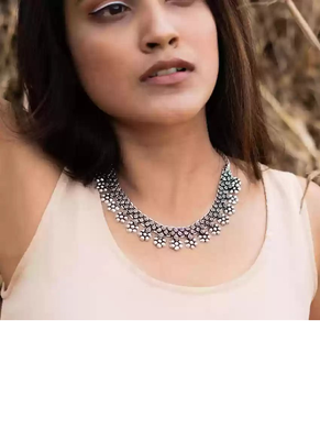 Oxidised silver designer choker jewellery handmade necklace party wear indian german for women 4