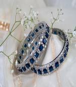 Silver sapphire blue american diamond bangles kade ad kangan cz kangan/indian wedding reception/bridal bangles kada