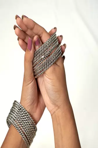 Oxidised german silver bangles set of 20 indian jewellery boho hippie style gifts for her birthday