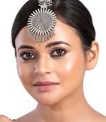 Oxidised maangtikka maathatikka headband silver ghungroo indian wedding wear forehead jewelry traditional ethnic wear