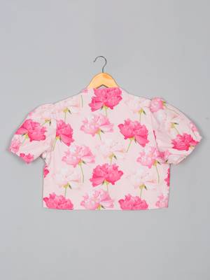 Saka designs lotus print with secquince lehenga choli with dupatta for girls - pink 3