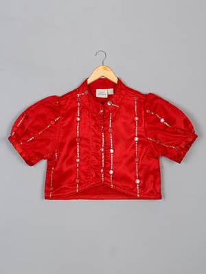 Saka designs heavy embroidery and mirror work red lehanga choli with dupatta 2