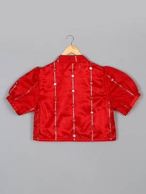 Saka designs heavy embroidery and mirror work red lehanga choli with dupatta 3