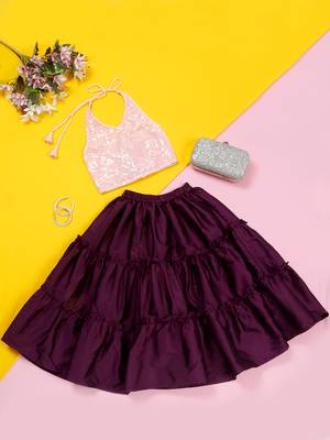Saka designs puple lehanga with sequence work pink halter choli for girls 1