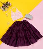 Saka designs puple lehanga with sequence work pink halter choli for girls