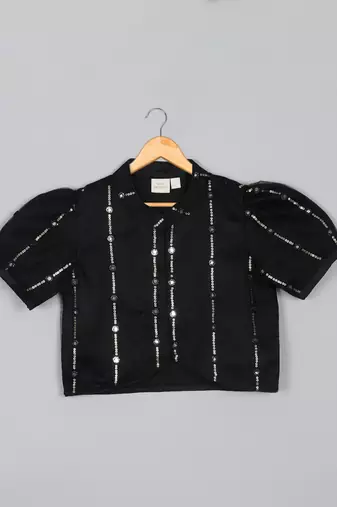 Saka designs heavy embroidery and mirror work black lehanga choli with dupatta